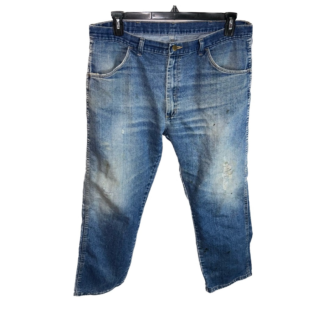 Wangler Jeans Relaxed Fit Comfort Flex Denim Pants Distressed High Waist 38x29